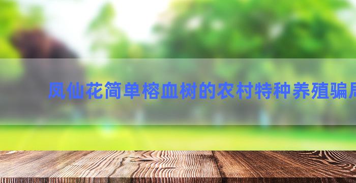 凤仙花简单榕血树的农村特种养殖骗局揭露
