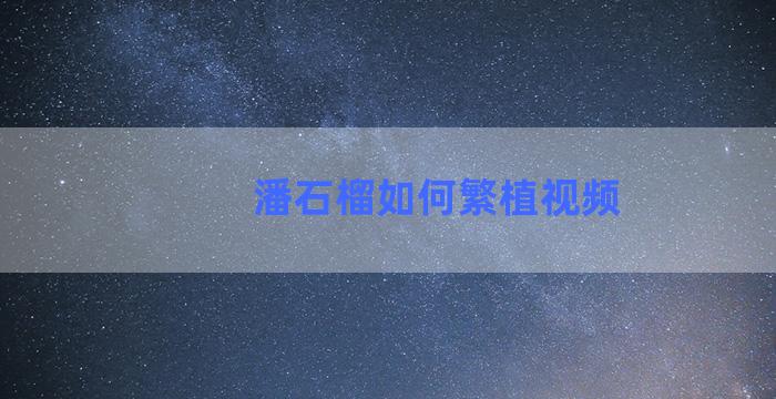 潘石榴如何繁植视频